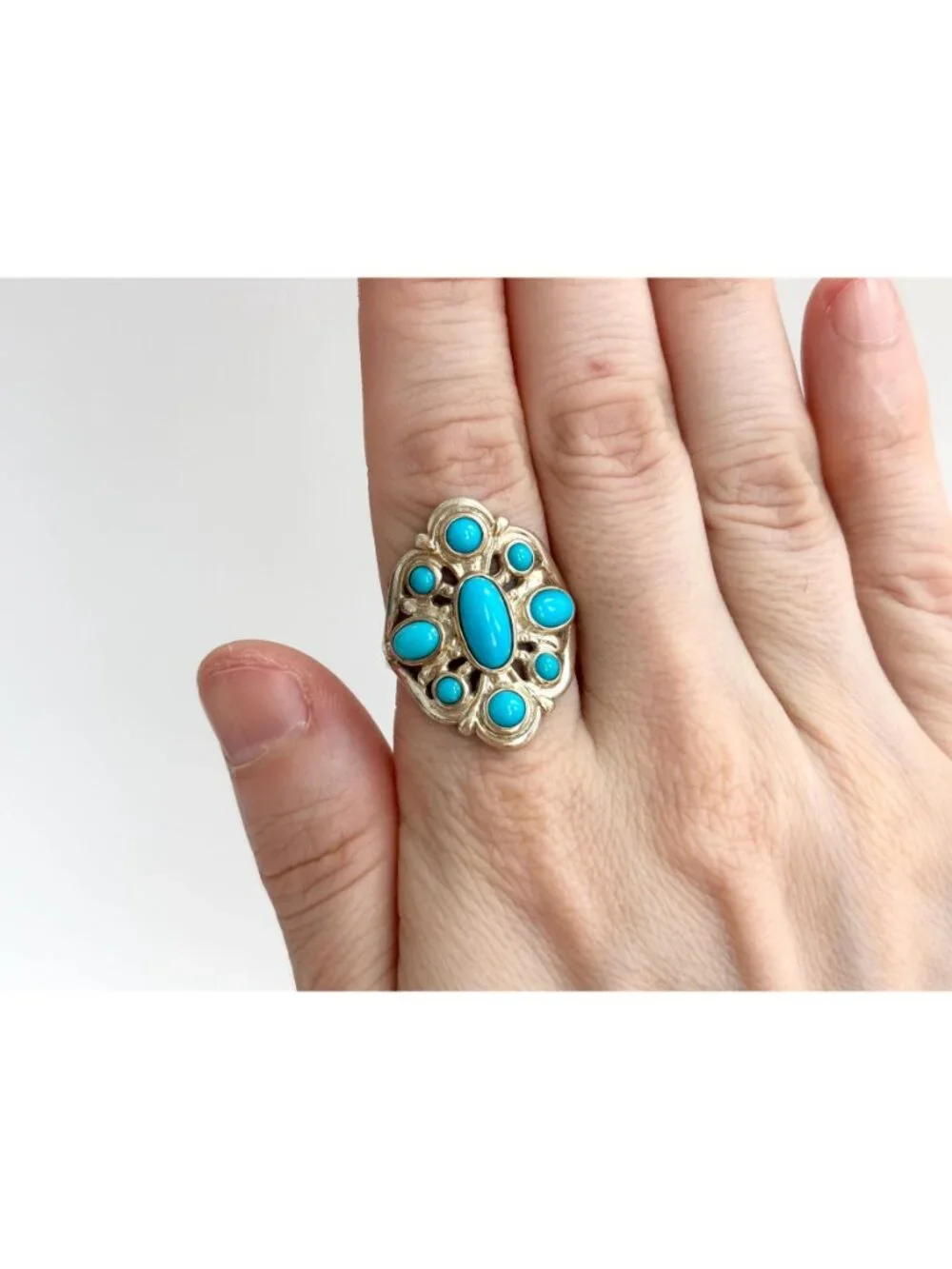 Southwest Style Sleeping Beauty Turquoise Sterling Silver 925 Vintage Ring sz 9